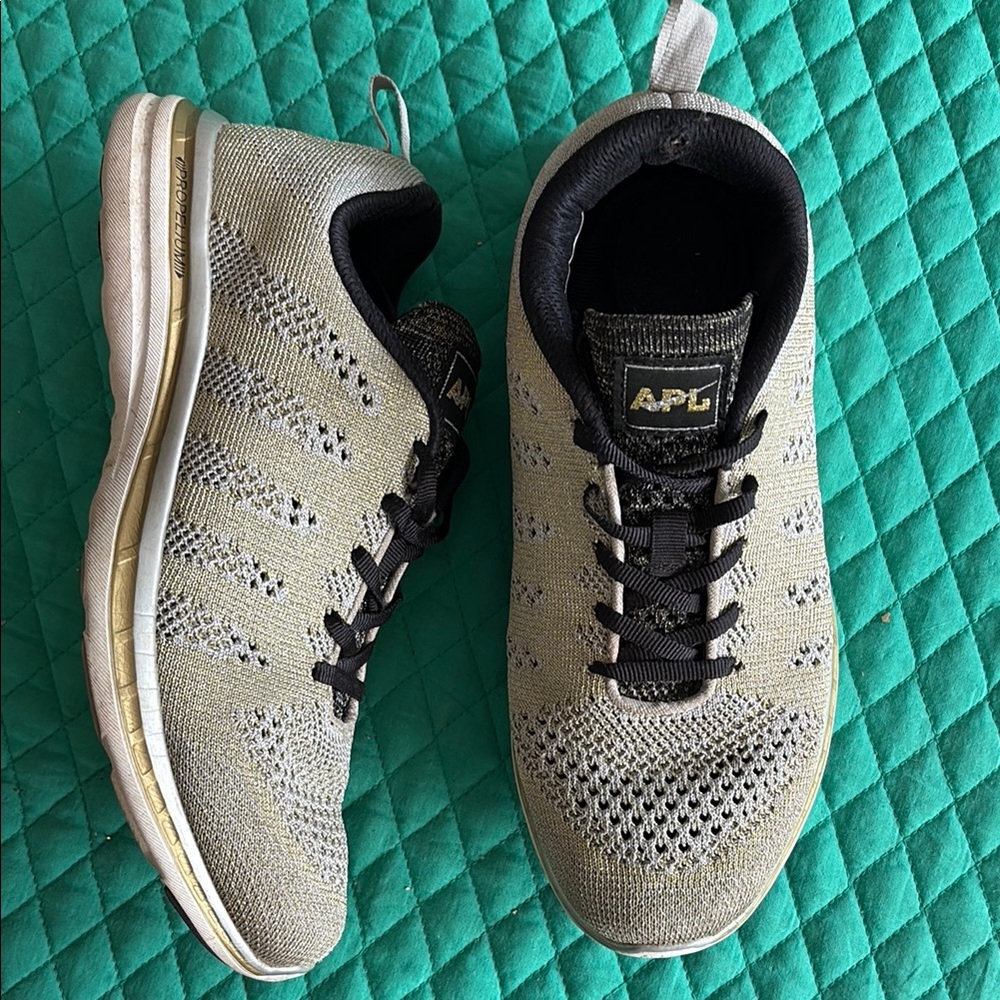 5 for $35- APL Gold and Black Athletic Shoes with Breathable Design size 9
